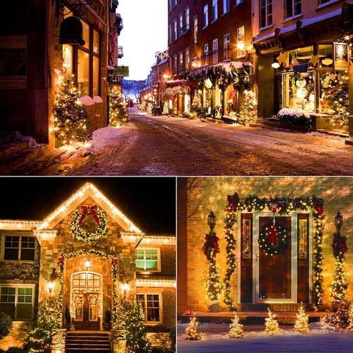 BrizLabs Clear Christmas Lights - 300 Count Warm White String Lights | 69.6ft Connectable for Holiday Decor