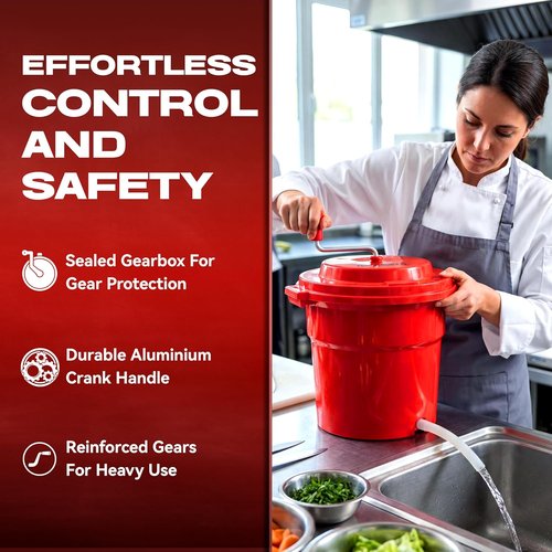 Chef Master 5 Gallon Salad Spinner - Manual Lettuce Dryer & Fruit Washer with Built-In Brake System | Durable Design