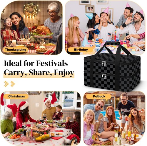 Coobiiya Insulated Casserole Carrier - Keeps Food Hot or Cold | Portable 9" x 13" Lasagna Tote Bag
