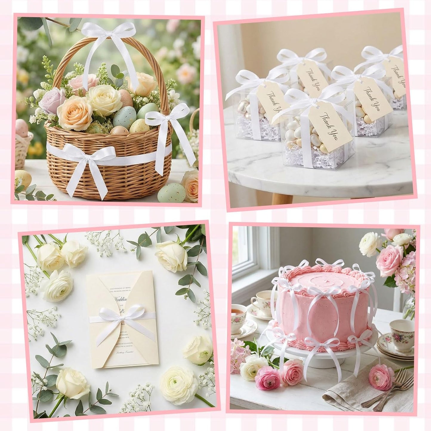 Skiennix 30 Pack Bow Cake Toppers - Elegant White Ribbons for Birthday & Wedding Decor
