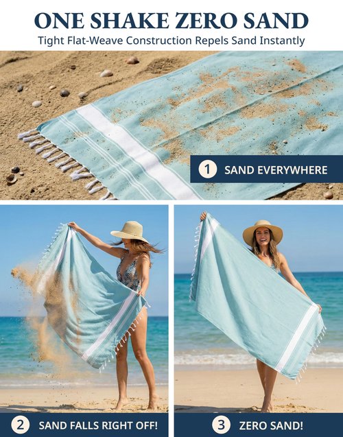 LANE LINEN Oversized Beach Towel - Beach Towels 4 Pack, Pre-Washed Pool Towel, Extra Large Beach Towel, Quick Dry & Sand Free, Lightweight Travel Towel, 39"x71" - Aqua