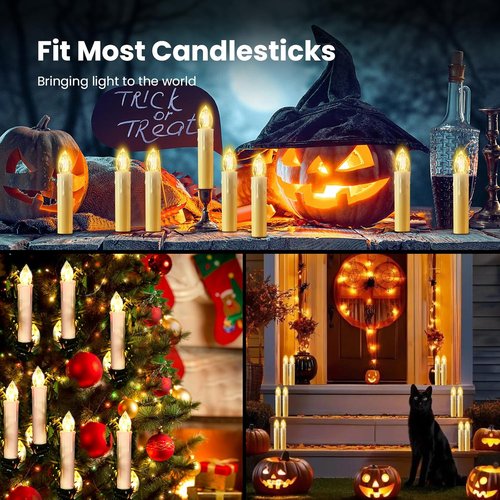 JOSU Flameless Candles - 12Pcs LED Flickering Taper Candles with Remote Timer | Warm White for Home Decor