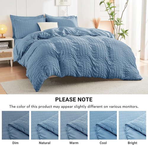 HYMOKEGE Mineral Blue Comforter Set - Luxurious 7-Piece All-Season Bedding in Full Size