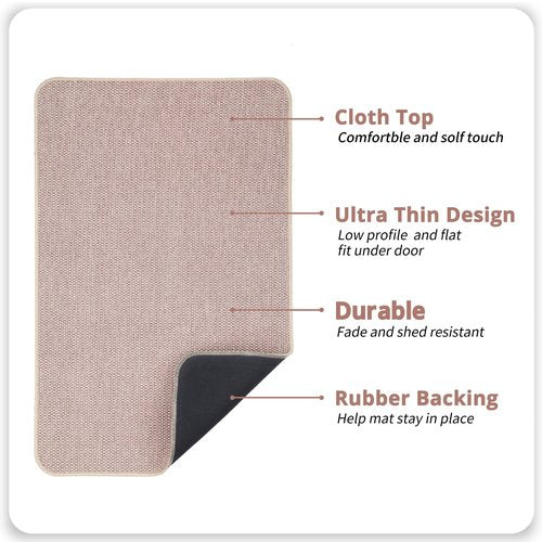 Bath Mat,Ultra Thin Bathroom Runner Rugs,Large Bath Mats for Bathroom,Quick Dry,Non-Slip,Machine Washable,Low Pile,Bath Rug,Shower Outside,Sink,Home Decor Accessories.Beige,1'5"x2'11"(17x35inch)