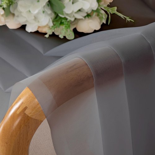 OWENIE Short Sheer Curtains 30 Inches 2 Panels Set, Kitchen Tiers Light Filtering Rod Pocket Cafe Curtains for Bathroom Small Half Window, 42 in W x 30 in L, Grey