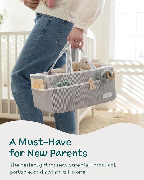 Lily Miles Baby Diaper Caddy Organizer - Large Tote for Newborn Essentials | Perfect Baby Shower Gift