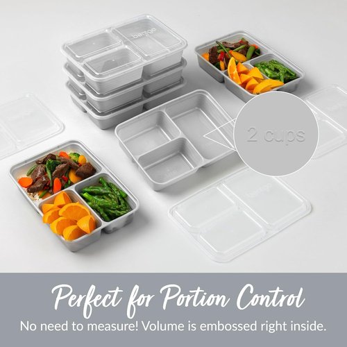Bentgo Prep - 20-Piece Reusable Meal Prep Containers | Durable, BPA-Free, Microwave & Dishwasher Safe (Silver)