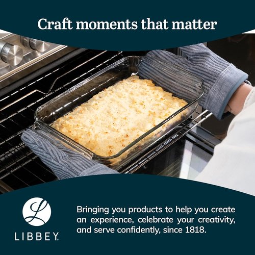 Libbey Premium 5-Piece Glass Baking Dish Set - Stackable Casserole Dishes with Lids for Lasagna & Brownies