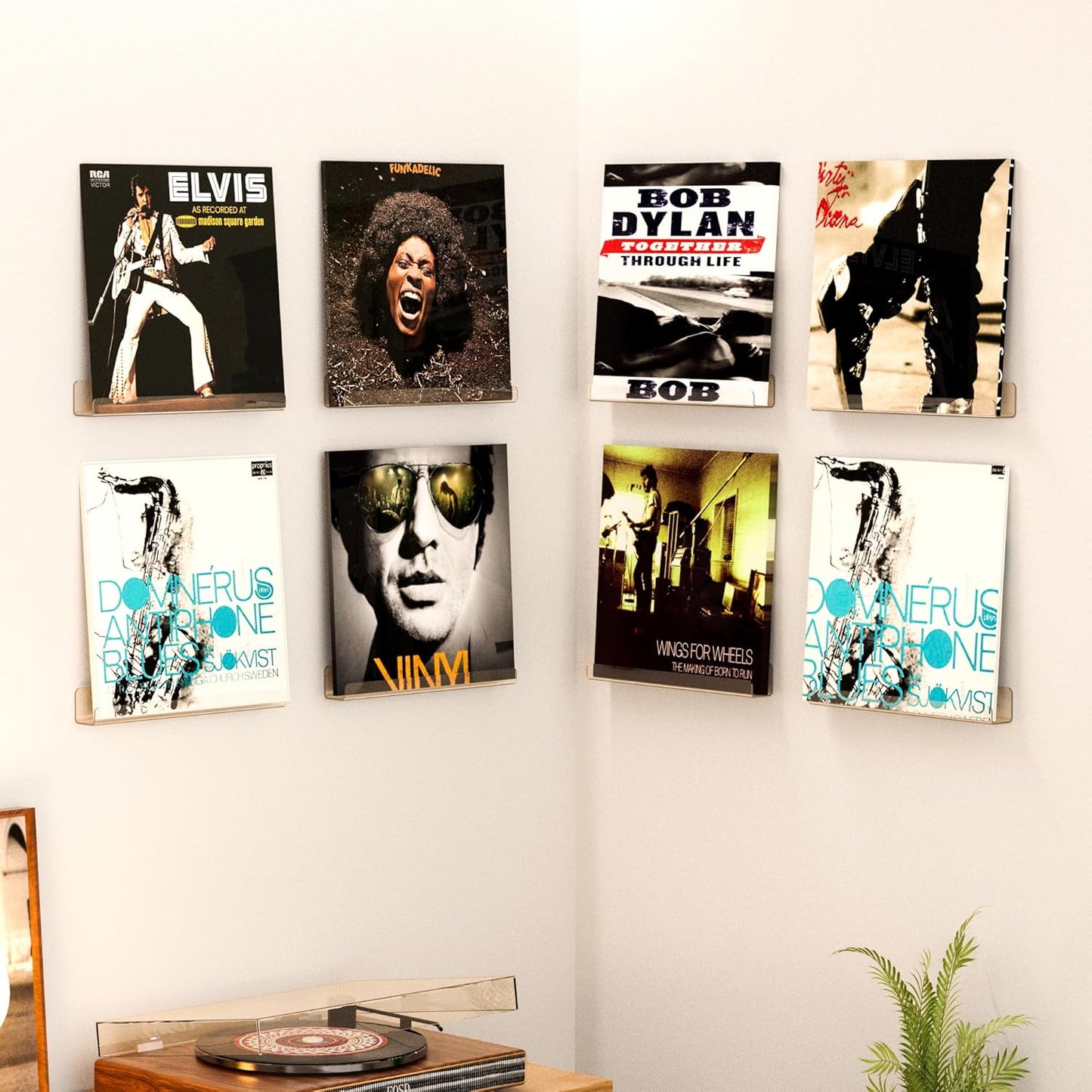 Upsimples Vinyl Record Wall Mount Shelves - 12" Clear Acrylic Album Holder for Stylish Storage & Display | Kids Bookshelf, Magazine Rack, Picture Ledge