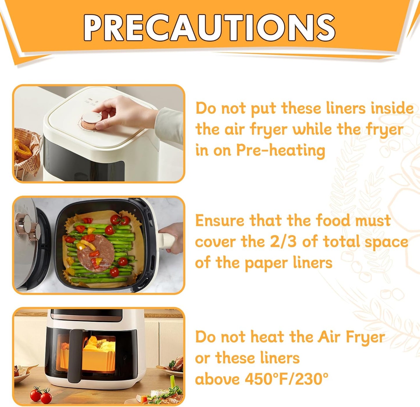 Skiennix Air Fryer Liners - 125 Pcs Non-Stick Parchment Paper | 8-Inch with Cooking Guide Booklet