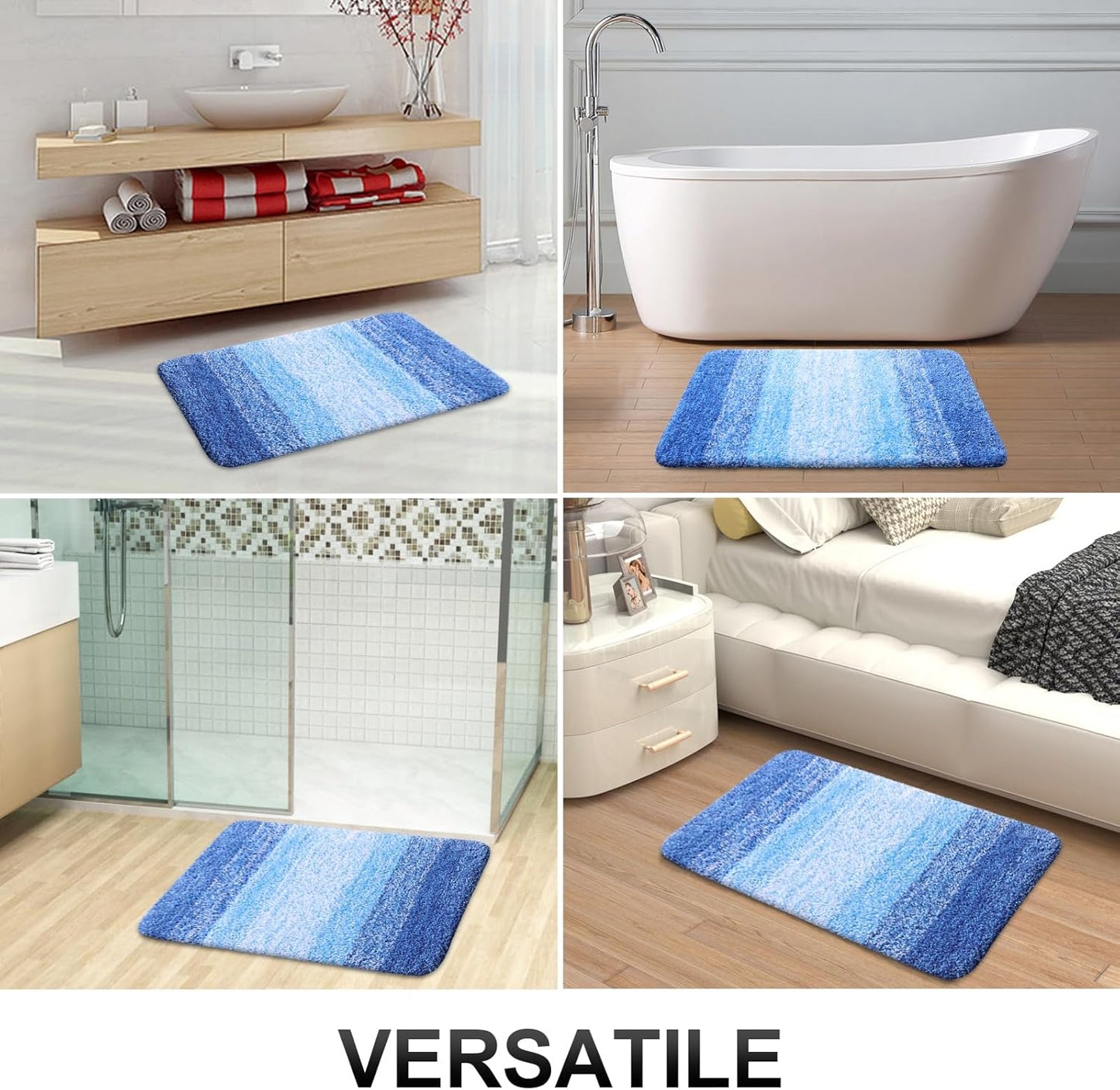 OLANLY Bath Rugs Mat - Extra Soft Microfiber, Quick-Dry & Washable | 24x16 Light Royal Blue