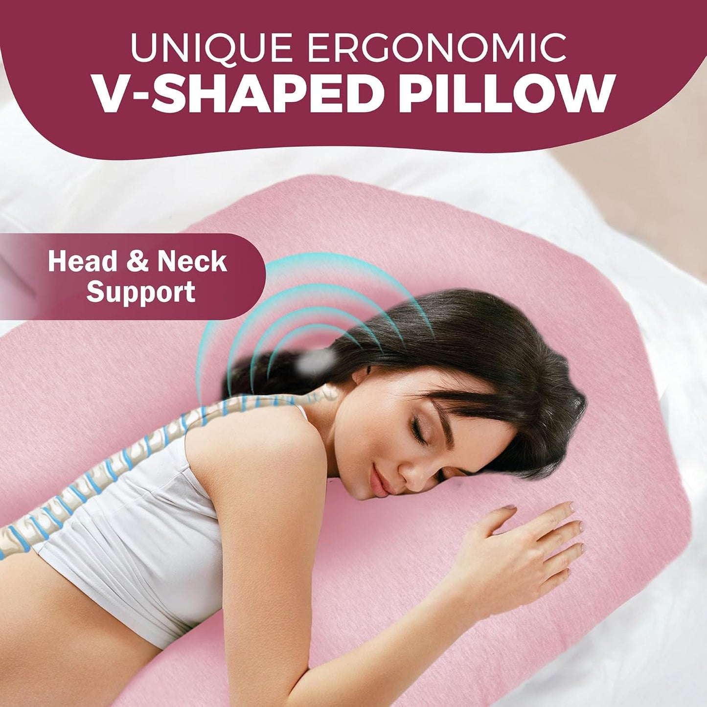 PILLANI Pregnancy Pillow - V C U Shaped 57-Inch Full Body Support for Maternity Comfort & Cooling