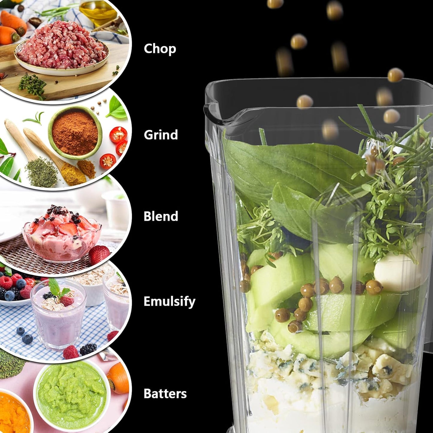 OMMO Blender 1800W - Professional High-Speed Countertop Blender with 60oz BPA-Free Jug | Durable Stainless Steel Blades for Smoothies and Shakes