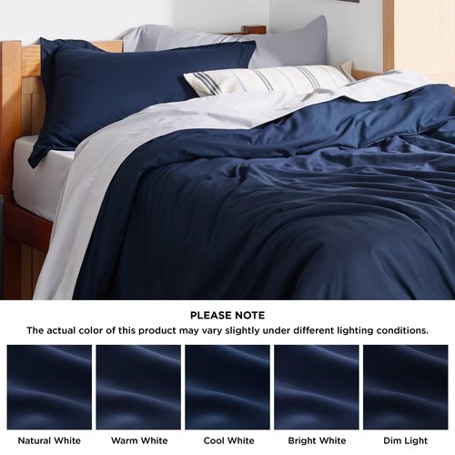 Bedsure Duvet Cover Twin/Twin XL Size - Soft Double Brushed Bedding Set for Kids & Adults, Zipper Closure, 2 Pieces, Includes 1 Duvet Cover (68"x90") & 1 Pillow Sham, NO Comforter, Navy Blue