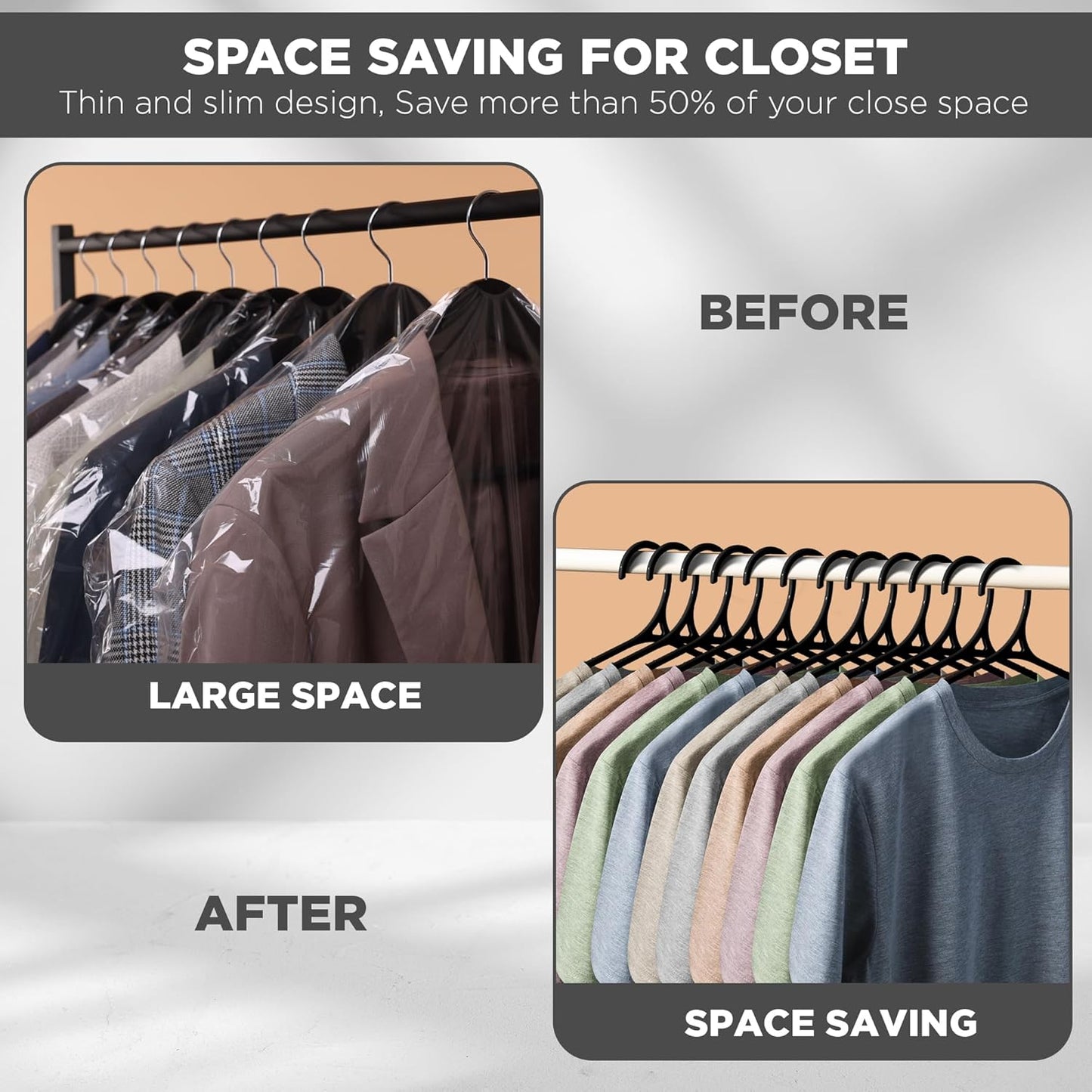 Utopia Home Plastic Hangers - 50 Pack Heavy Duty Non-Slip Hangers for Shirts & Pants | White