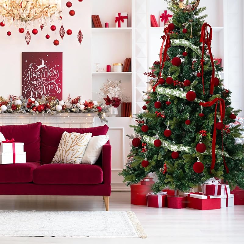 Velvet Christmas Ornaments Set 25pcs 2.36