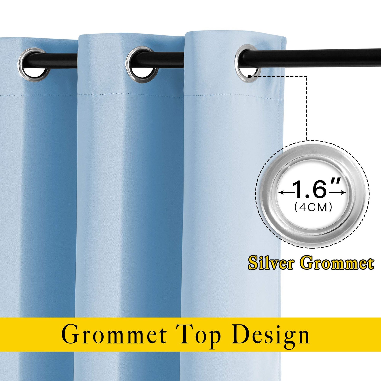 NICETOWN Room Darkening Blue Curtains for Living Room - Solid Thermal Insulated Sound Reducing Grommet Room Darkening Curtains Drapes for Bedroom/Patio (2 Panels, W66 x L84)
