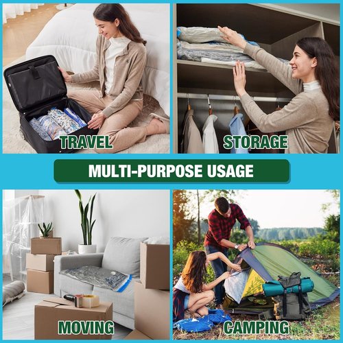 HIBAG Vacuum Storage Bags - 10 Jumbo & Large Space Saver Bags with Zipper Closure for Clothing & Bedding