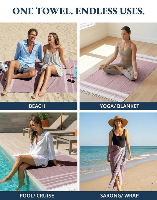 LANE LINEN Large Pool Towels, XL Beach Towel, Pre-Washed, No Shrink, Quick Dry Oversized Beach Towels, Stylish Beach Towel for Women, Sand Free Towel, 39"x71" - Fired Brick