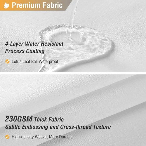 BTTN Stall Fabric Shower Curtain - 36 Inches Linen Textured Heavy Duty Small Cloth Shower Curtain Set with 6 Plastic Hooks, Narrow Hotel Luxury Weighted Shower Curtains for Bathroom - W36 xH72, White