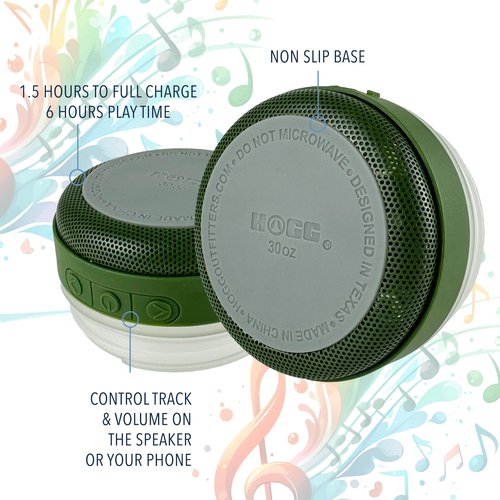Hogg Bluetooth Speaker Tumbler - 30 oz Grippy Hunter Green Tumbler with Handle and Bluetooth Speaker