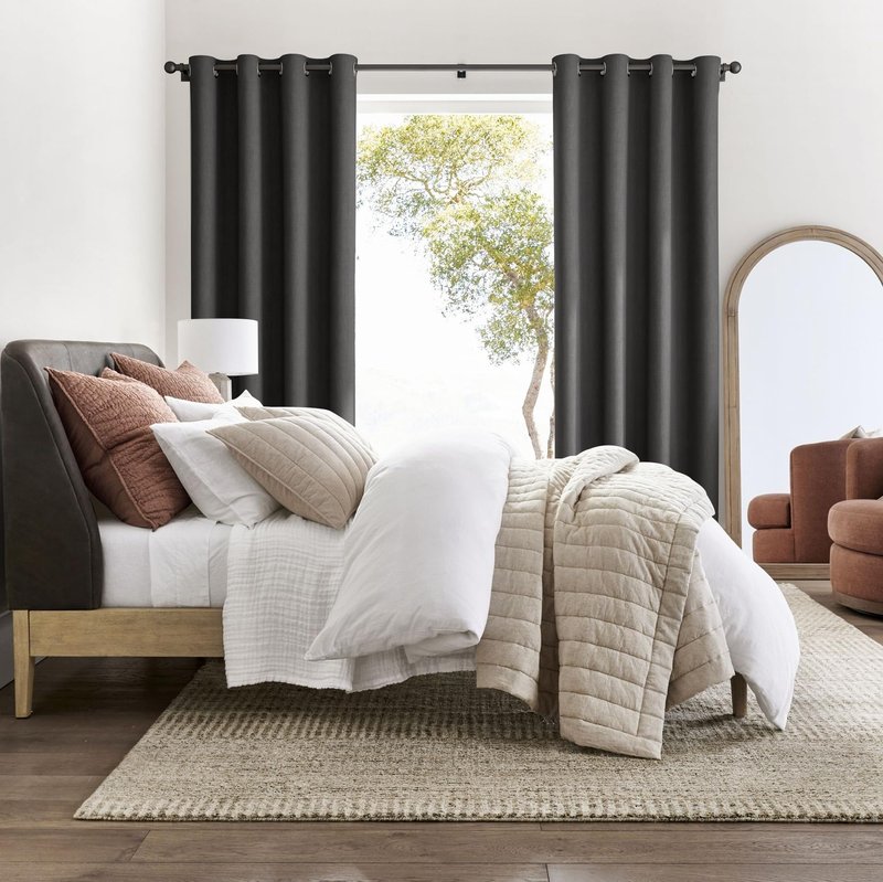 NICETOWN Room Darkening Draperies Curtains Panels, 2 Panels Grey W52 x L108