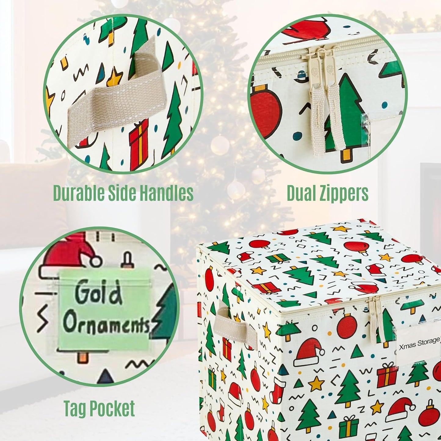 VENO Christmas Decoration Storage Bags - 3 Pack for Wrapping Paper & Ornaments | Durable & Spacious