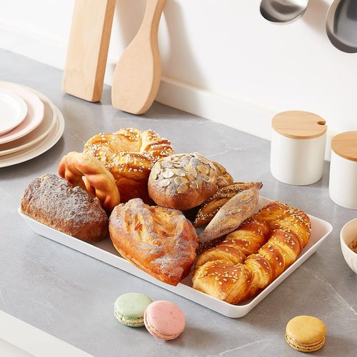 Lifewit Plastic Serving Tray - Reusable Large Platter for Parties | Rectangle, 14.5" x 9.5", 3 Pcs
