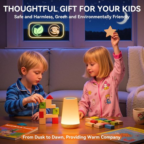 Auxmir LED Night Light - Touch & Remote Control Dimmable Tabletop Lamp | 13 RGB Colors, Rechargeable, Portable for Kids & Nursery