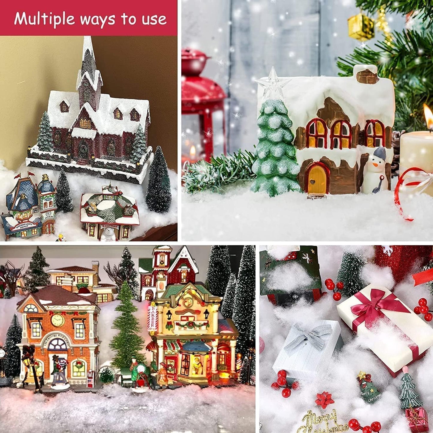 Skiennix Artificial Snow Decor - Fluffy White Cotton Wool for Christmas Trees & Holiday Displays