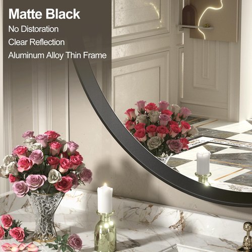 GOLOMO 30 Inch Matte Black Round Mirror, Black Circle Mirror for Wall, Round Bathroom Vanity Mirror for Farmhouse Entryway, Home Decor, Anti-Rust, Shatterproof
