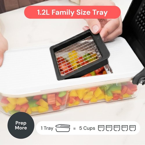Fullstar Mandoline Slicer - 6-in-1 Vegetable Chopper & Cutter with Container | Black Kitchen Essential