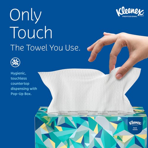 KLEENEX Pop-Up Box Hand Towels, Paper, 9 x 10-1/2, 120/pack