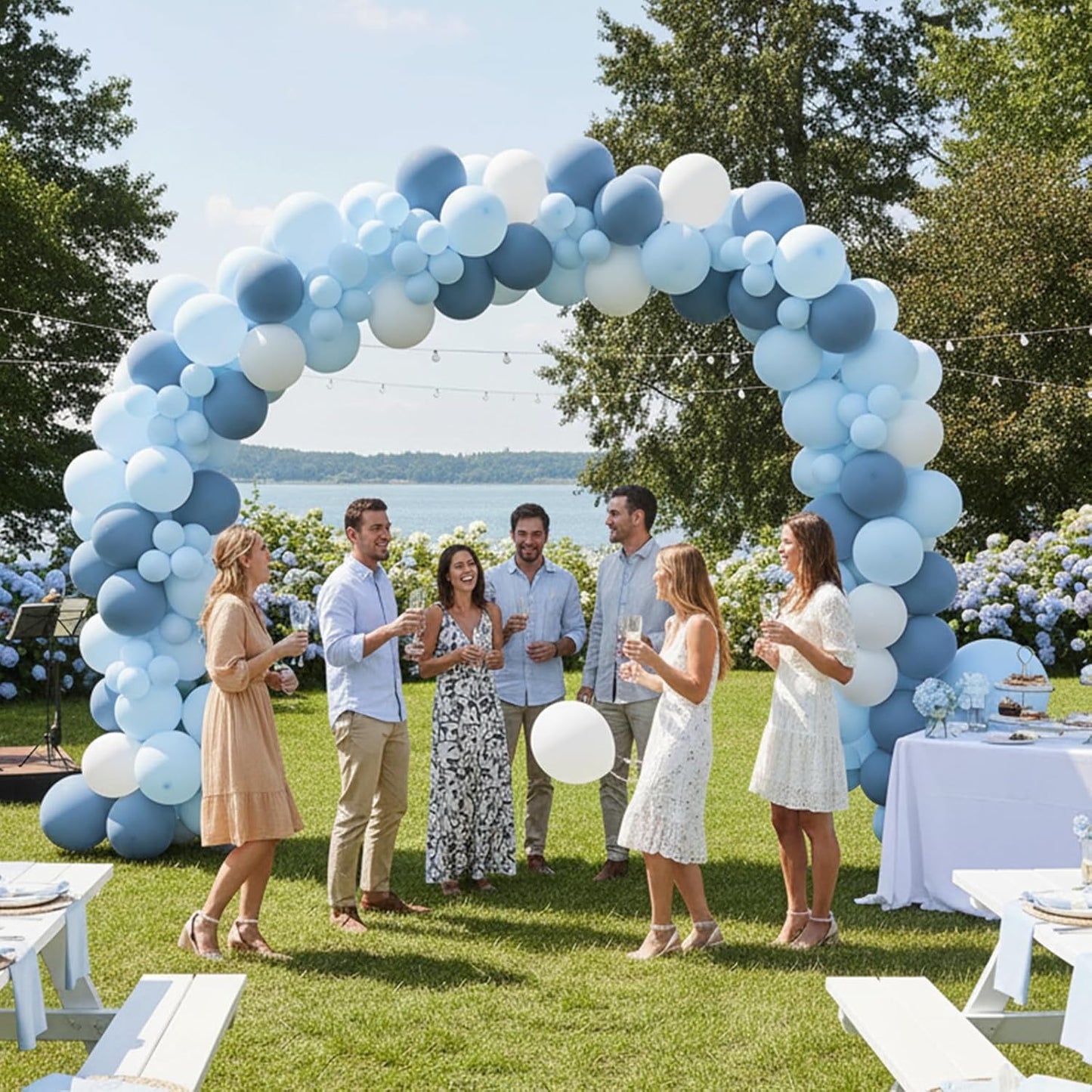RUBFAC Dusty Blue Balloons - 129-Piece Latex Balloon Garland Kit | Boho Neutral Decor for Weddings & Parties