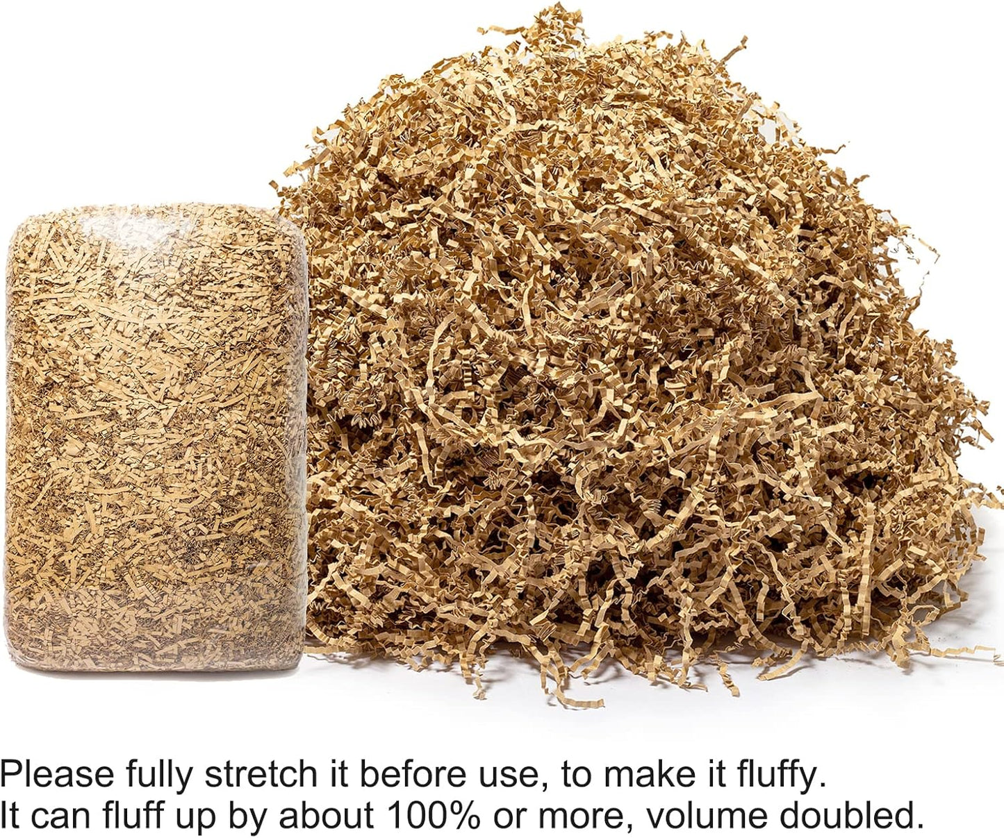 Mefleet 1/2 LB Crinkle Cut Paper Shred Filler 8 oz Brown Crinkle Shredded Paper for Gift Box - Gift Basket Bag Filler - Grass Cushion Stuffing for Easter, Mother's day, Birthday Packaging Wrapping