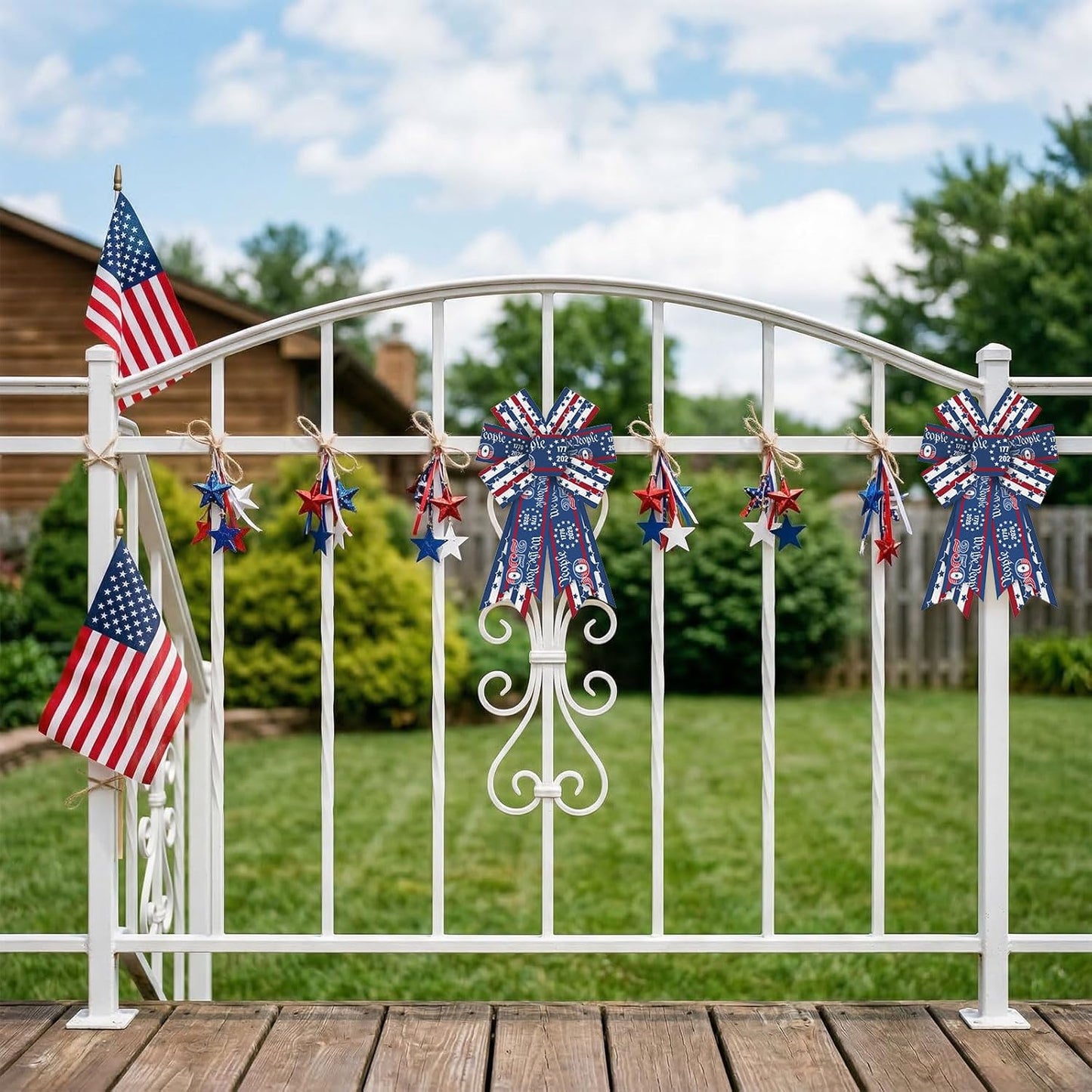 Threetols Patriotic Wreath Bows - 250th Anniversary Red, Blue & White Stripe | 2 Pack for Indoor/Outdoor Decor