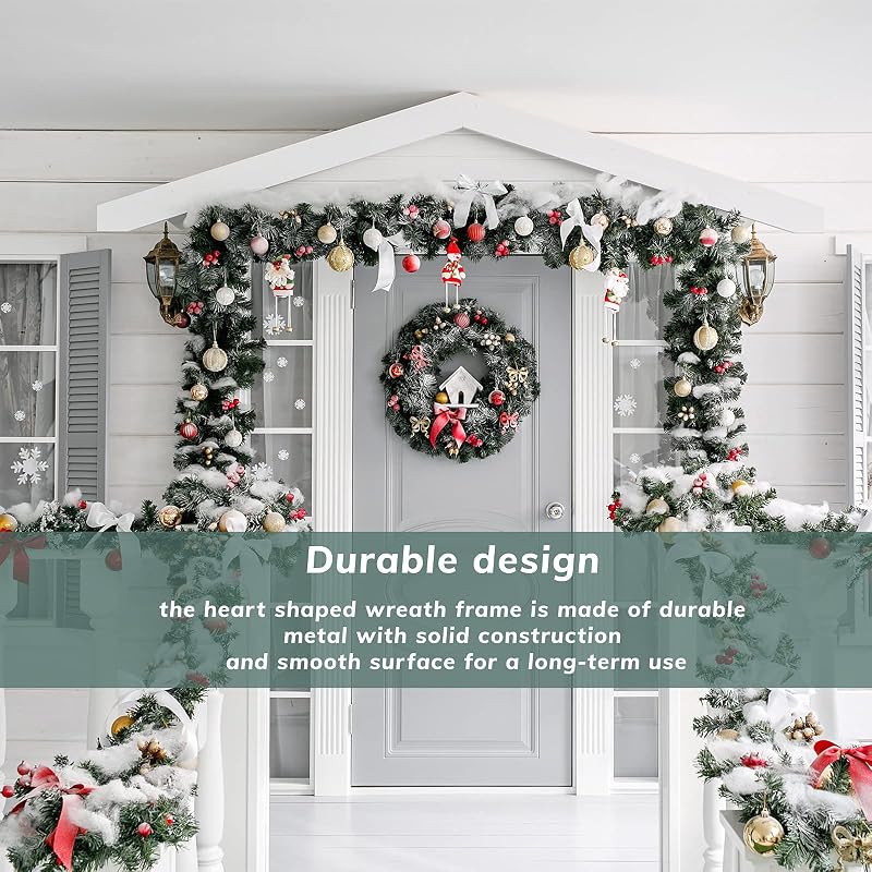 8 Inch Dark Green Metal Wreath Frame - DIY Craft Ring, Round Wire
