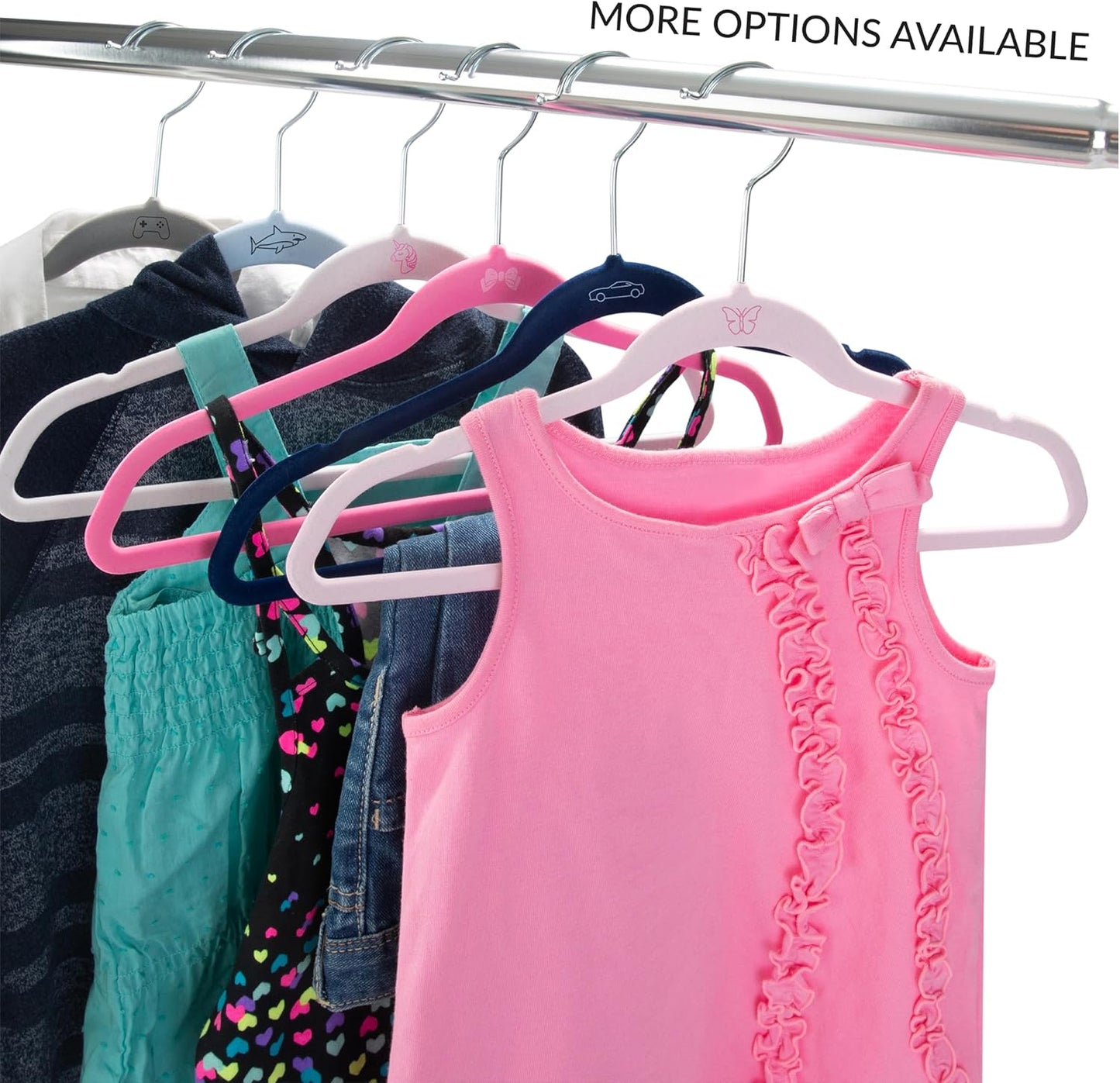 Simplify Velvet Hangers for Kids - 25 Pack | Slim Non-Slip Design | Space-Saving Closet Storage | White