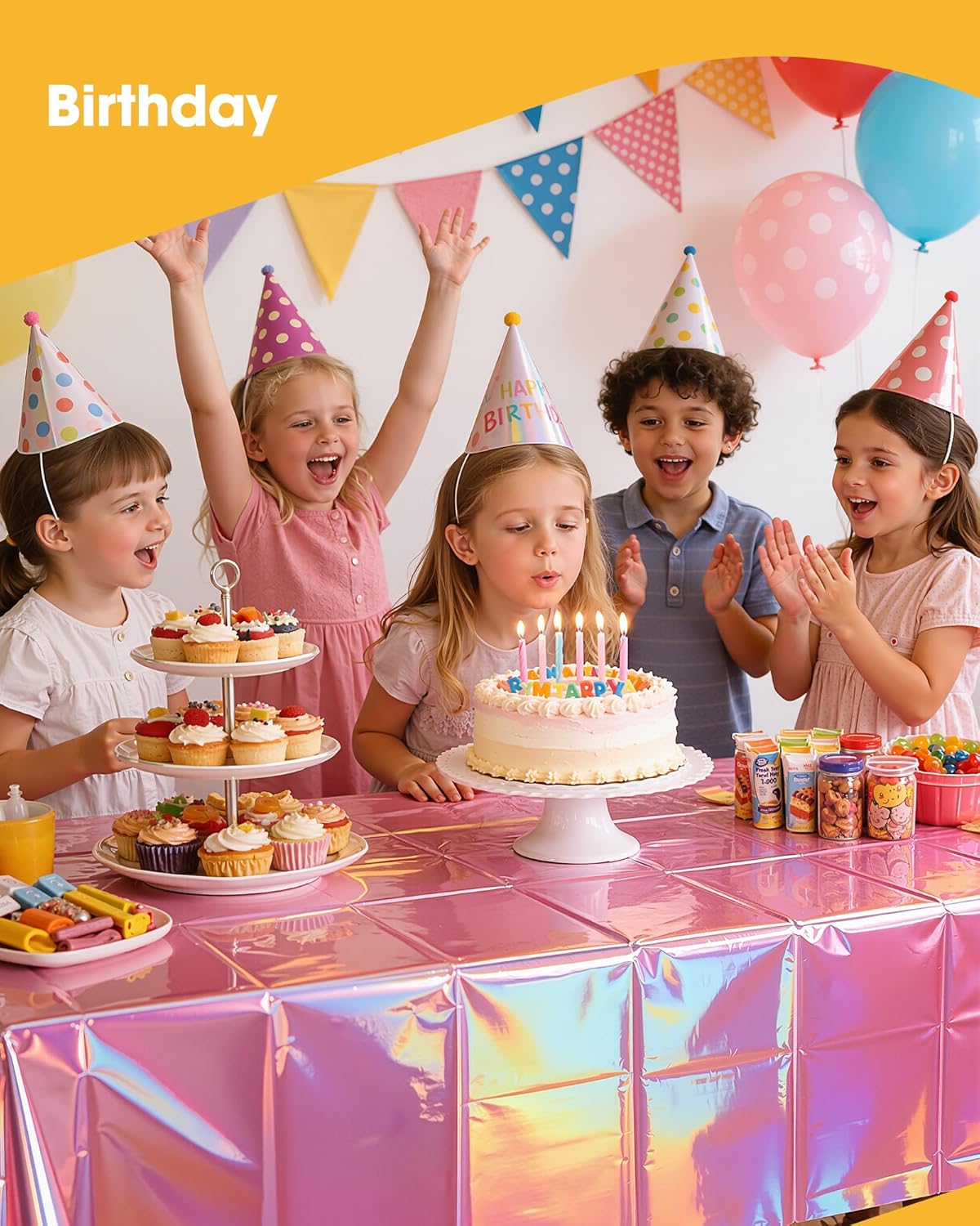 Niuara Iridescent Pink Table Cloth - 4 Pack 54" × 108" Disposable Covers for Parties & Gatherings