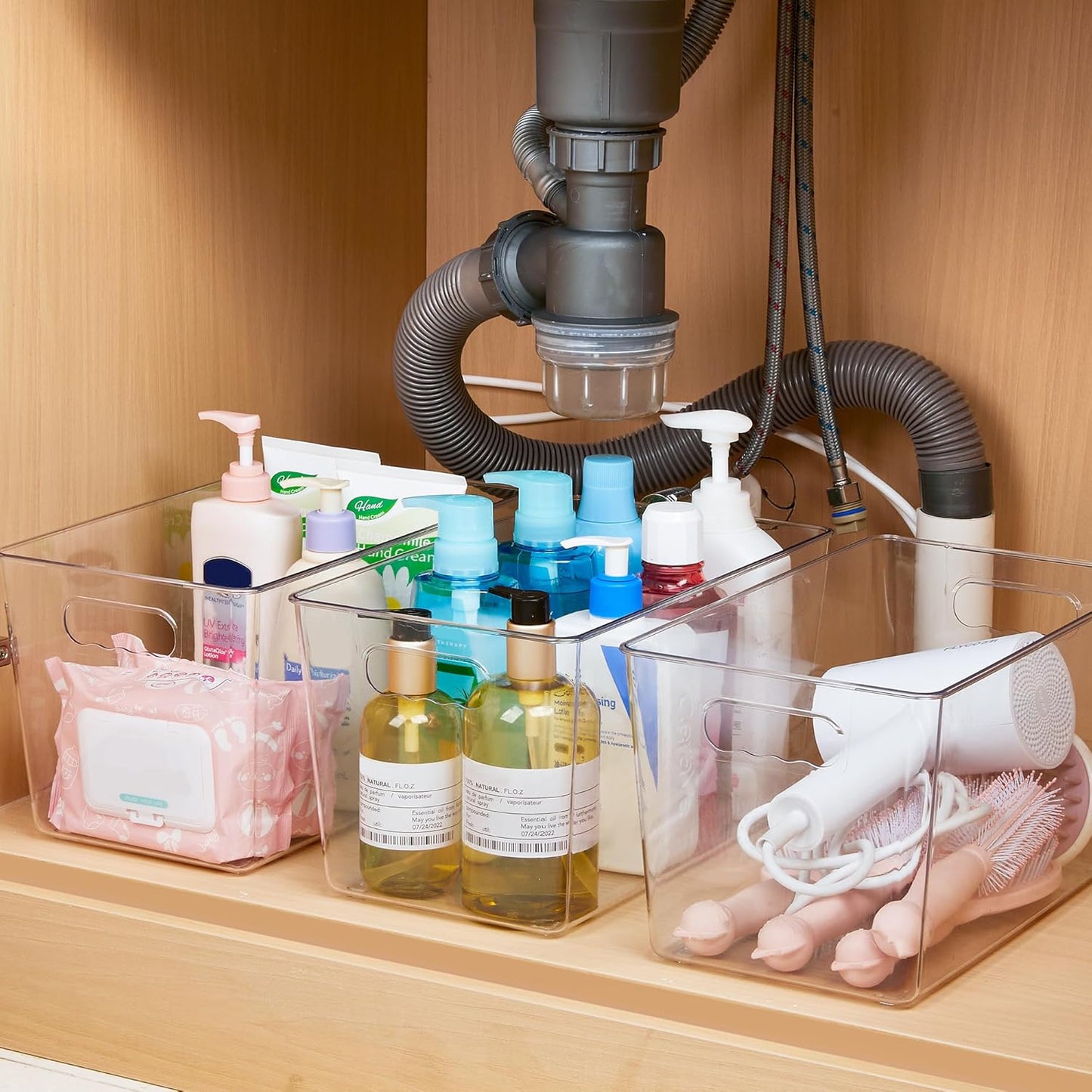 YIHONG Clear Pantry Organizer Bins - 10 Pack Plastic Storage Containers with Handles for Kitchen & Bathroom