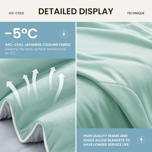 COHOME Cooling Comforter King/Cali King, Cooling Blanket for Hot Sleeper and Night Sweats, Cold Touch Fabric Absorbs Body Heat, Double-Sided Cool Design Soft Fluffy (Green, (108"x90"))