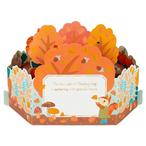 Hallmark Paper Wonder Displayable Pop Up Thanksgiving Card (Woodland Feast)