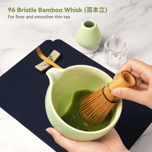 Joiish 10-Pcs Matcha Kit Set, Whisk and Bowl with Spout & Measuring Spoon, Japanese Tea Making Tools