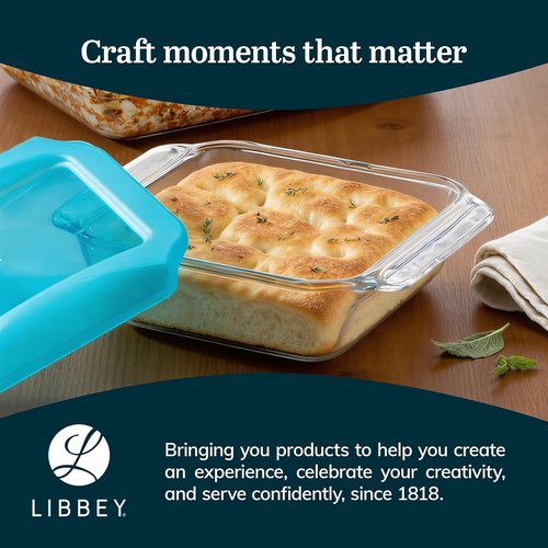 Libbey Premium Glass Baking Dish Set - 2 Stackable Casserole Dishes with Lids | Ideal for Lasagna & Brownies