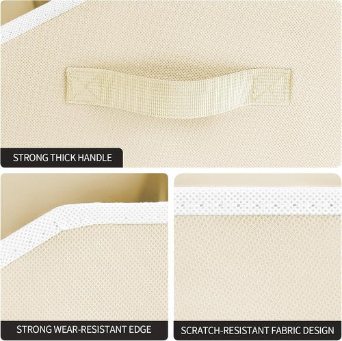 Homsorout Storage Bins - Large Trapezoid Closet Organizer Baskets with Handles | 4-Pack, Beige