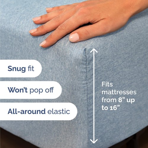 Twin Size 3 Piece Sheet Set - Comfy Breathable & Cooling Bed Sheets Set - Hotel Luxury Bedding for Women, Men, Kids, Teens, Boys & Girls - Deep Pockets, Soft & Wrinkle Free - Blue (Heathered Sheets)
