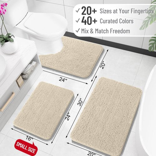 OLANLY Bathroom Rugs 47x24, Extra Soft Absorbent Chenille Bath Rugs, Rubber Backing Quick Dry, Machine Washable Bath Mats for Bathroom Floor, Tub and Shower, Home Decor Accessories, Sand