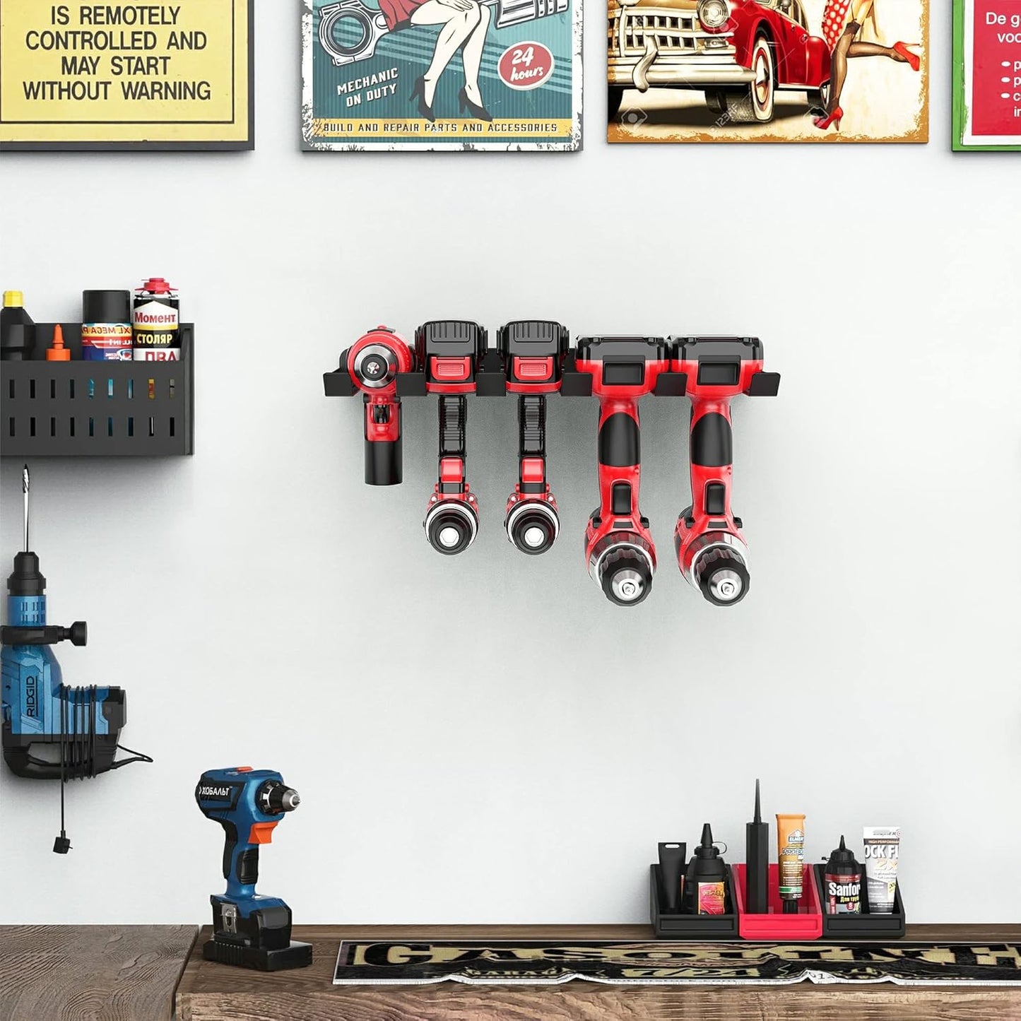 Ultrawall Power Tool Organizer - Heavy Duty Wall Mount Drill Holder for Cordless Tools | Garage Storage Rack