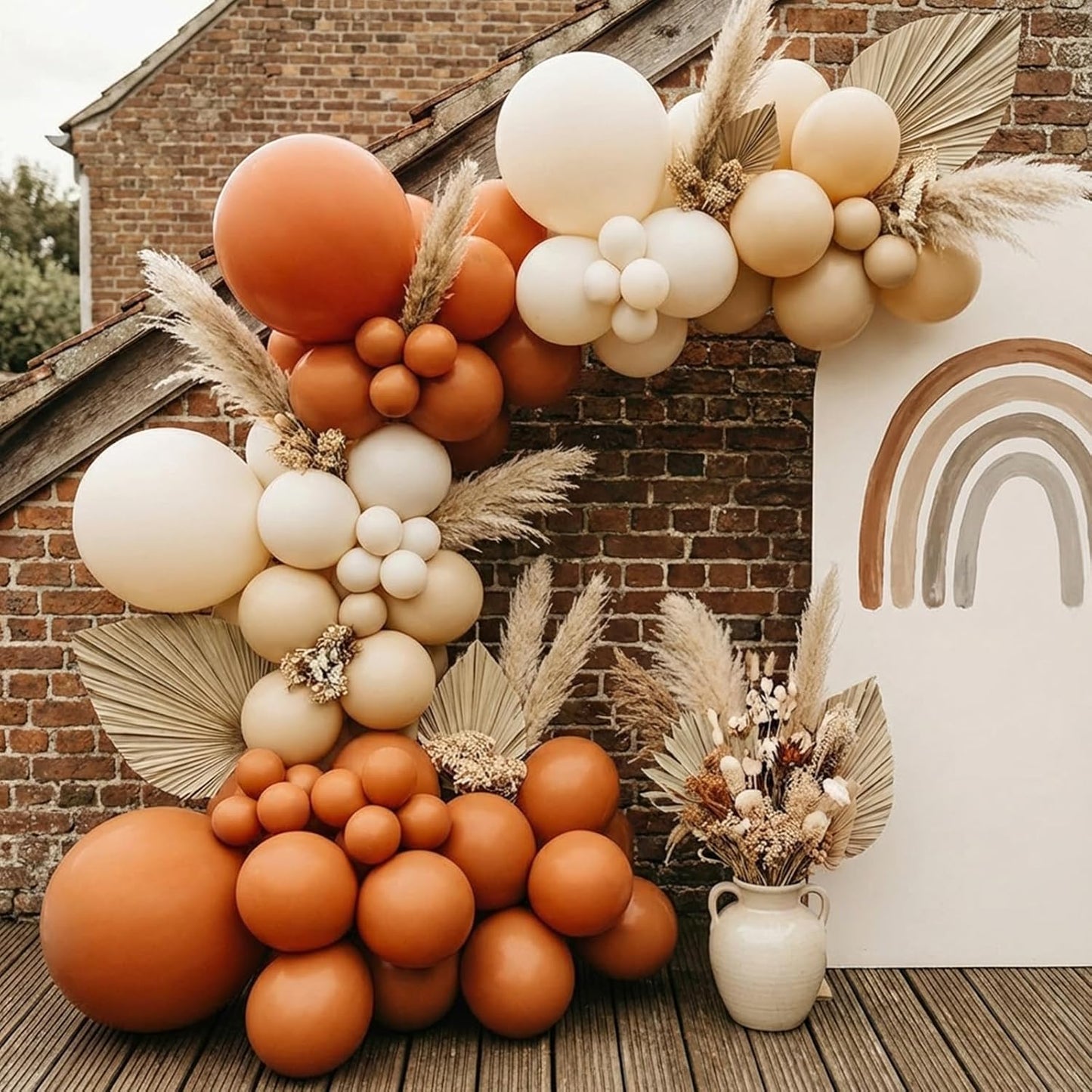 RUBFAC Burnt Orange Balloons - 129-Piece Latex Balloon Garland Kit for Fall Celebrations | 5-12 Inch Sizes