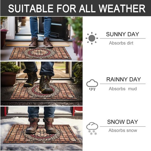 CHICHIC Large Rectangle Entrance Door Mat - Heavy Duty Non-Slip Welcome Rug | 24 x 36 Inch for High Traffic Areas